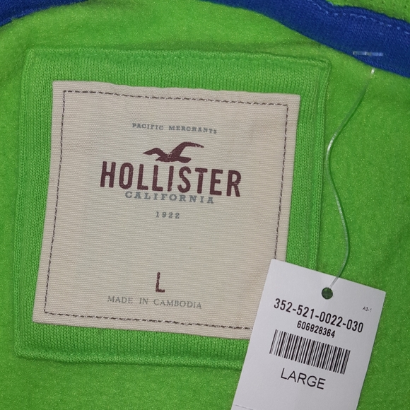 Hollister Lime Navy Zip Up Hoodie - Picture 5 of 6